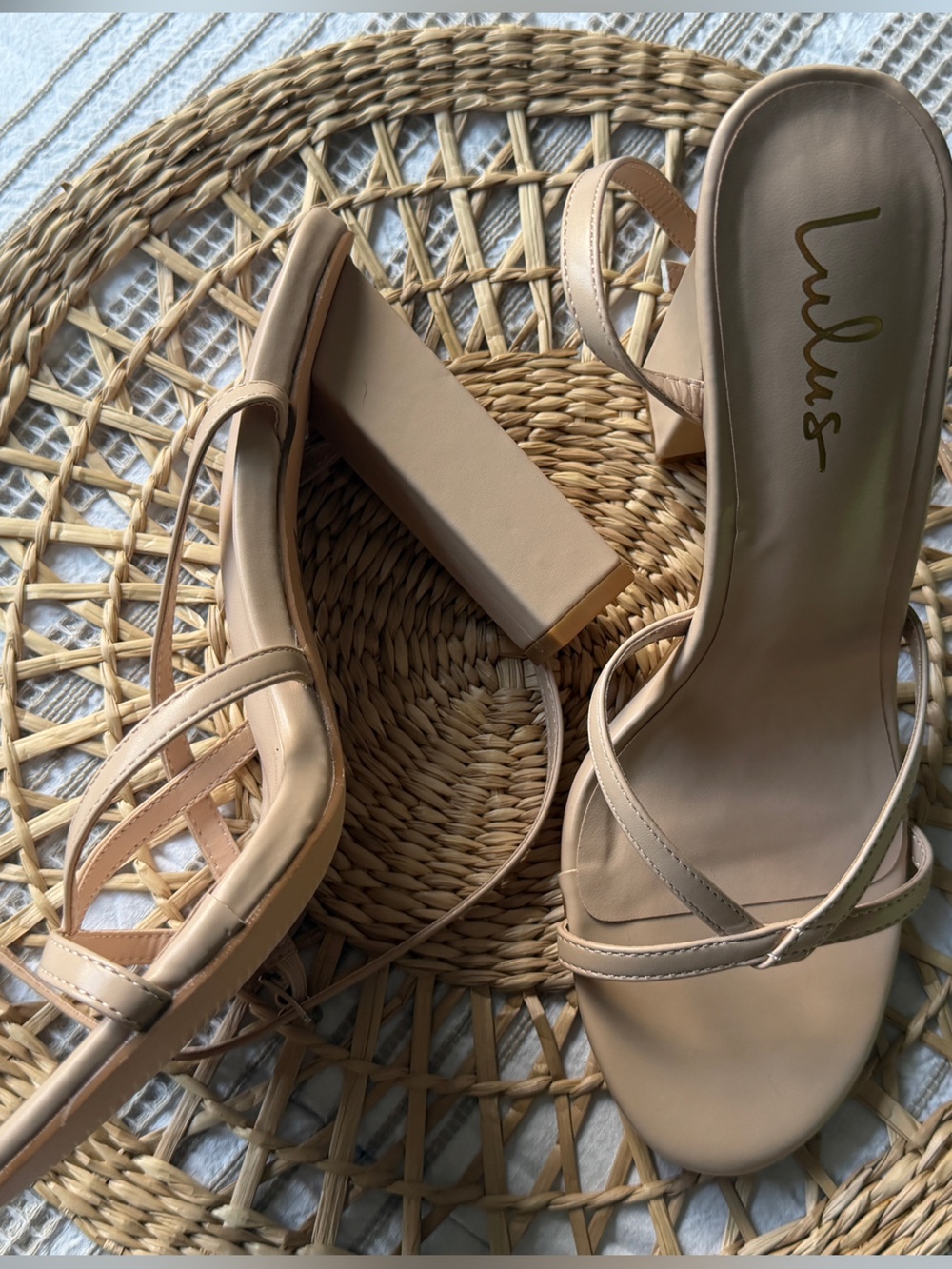 Lulu's Goldin Strappy Block Heel Sandals NWOT - Picture 2 of 7